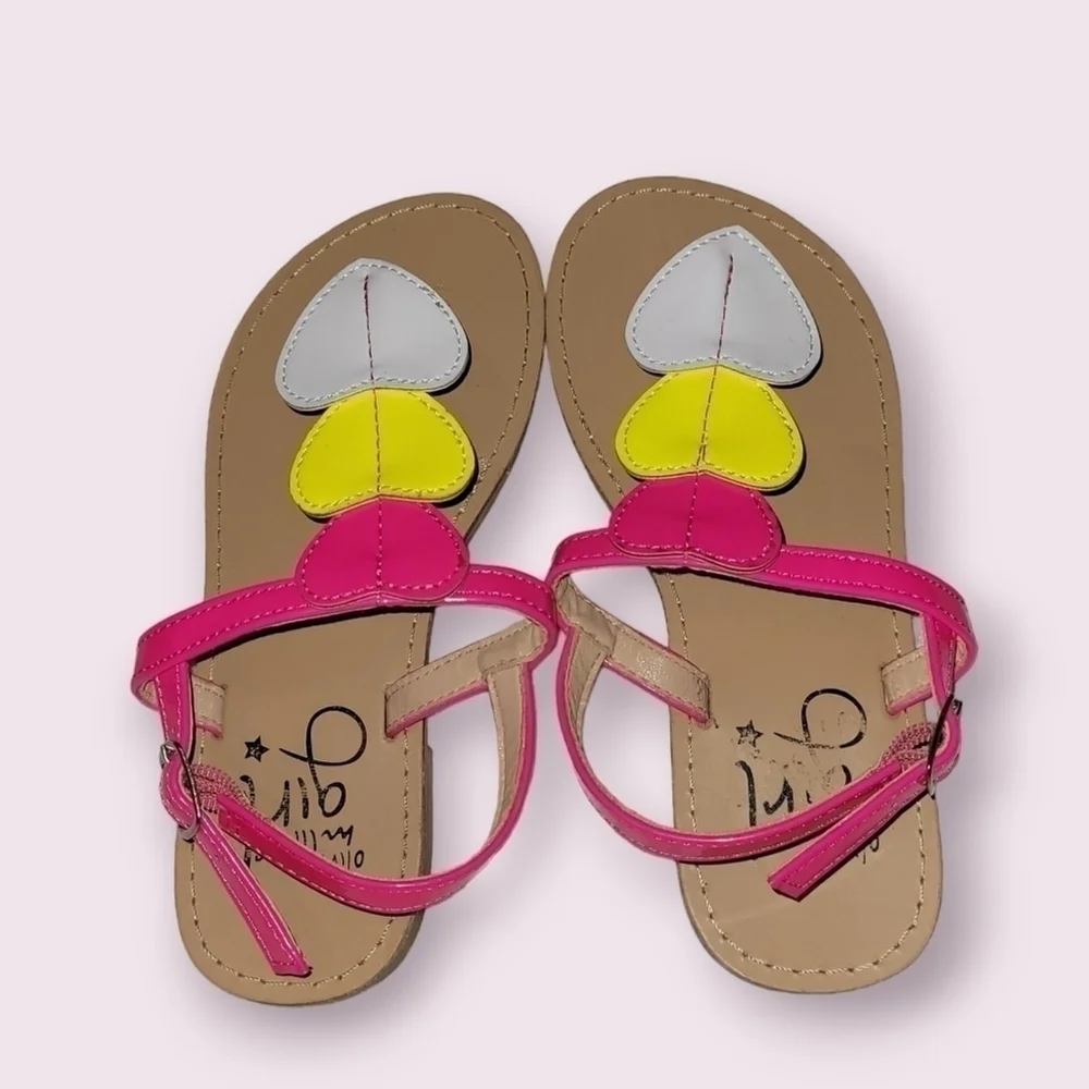 Olivia Miller Sandals Girl's Size 12 Colorful Pink White Yellow